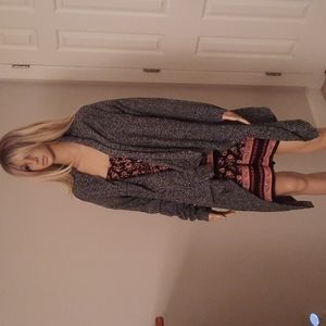 Open Front Cardigan Sweater Black & white